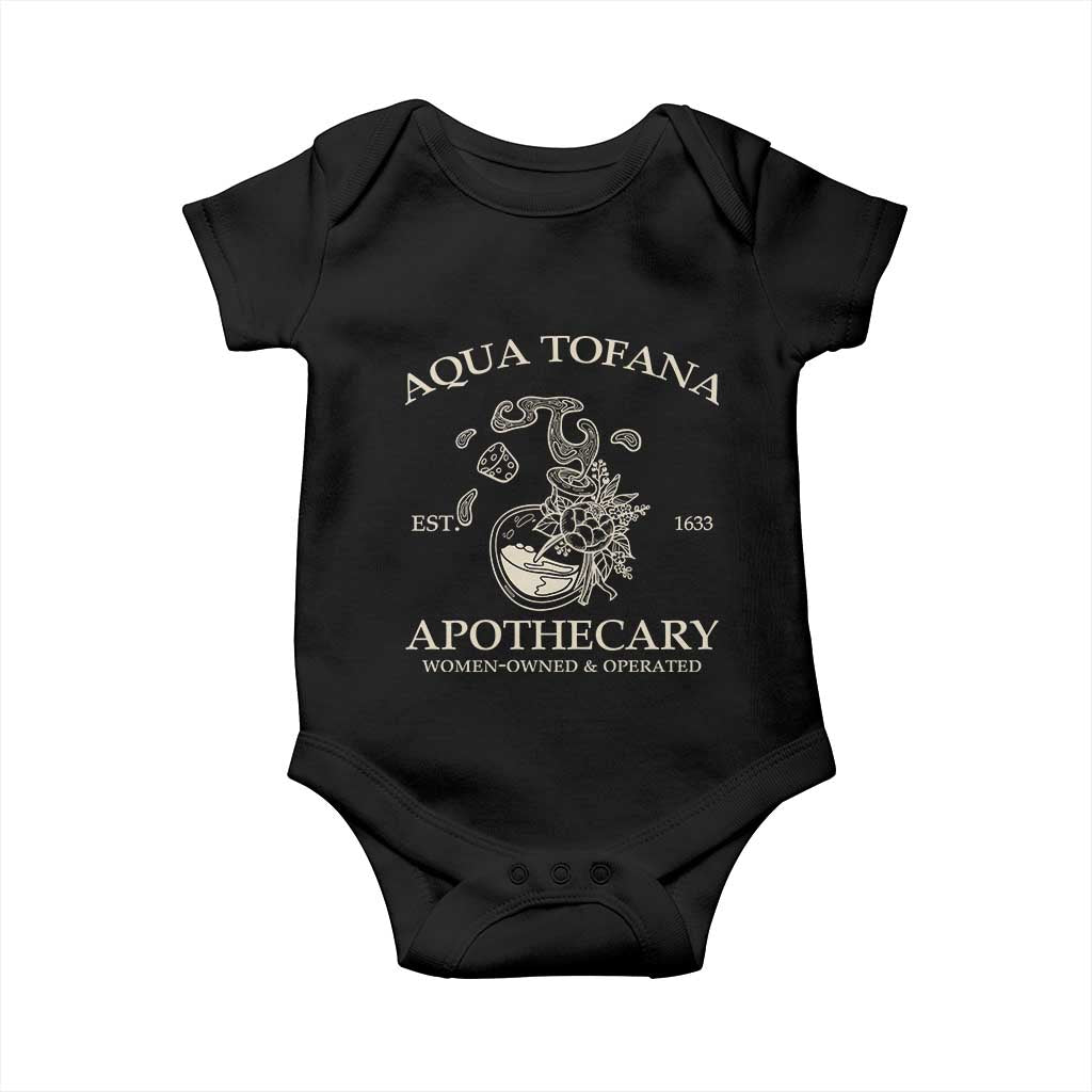 Funny Feminist Baby Onesie Aqua Tofana Apothecary Est 1633 Retro Vintage