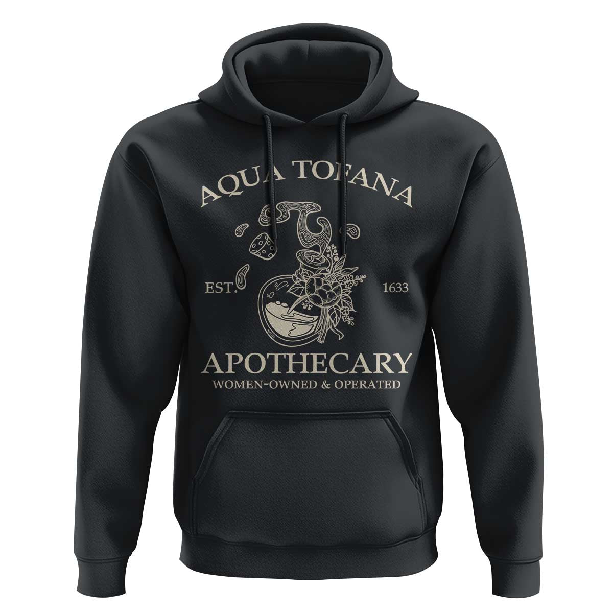 Funny Feminist Hoodie Aqua Tofana Apothecary Est 1633 Retro Vintage