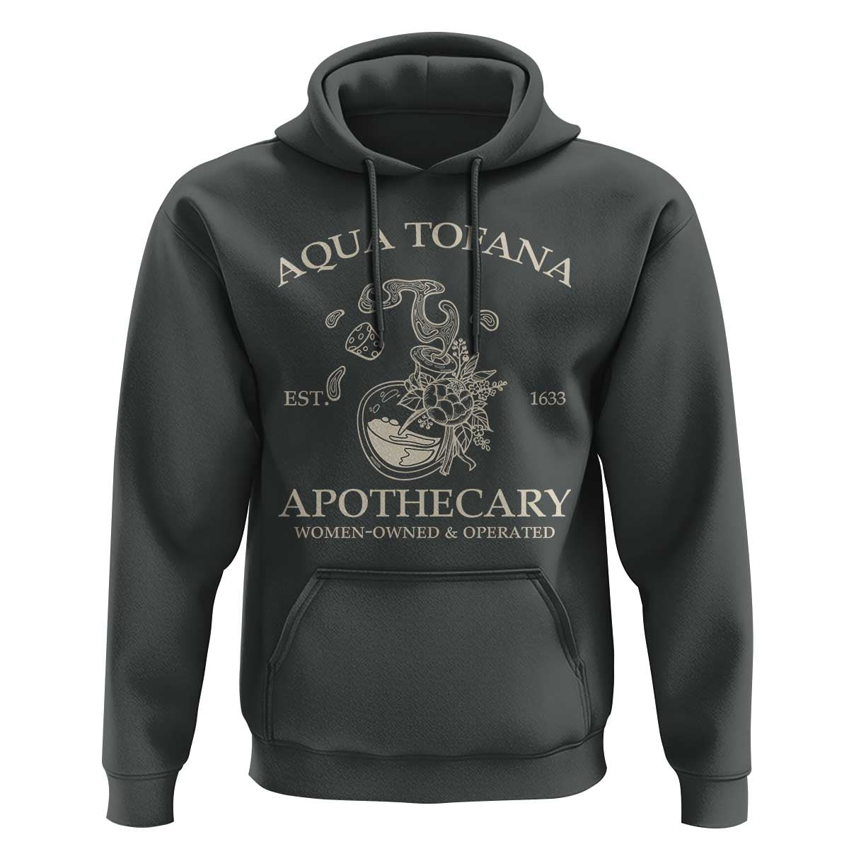 Funny Feminist Hoodie Aqua Tofana Apothecary Est 1633 Retro Vintage