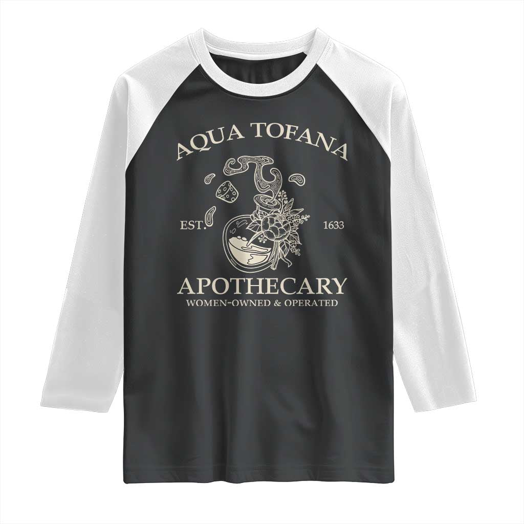 Funny Feminist Raglan Shirt Aqua Tofana Apothecary Est 1633 Retro Vintage