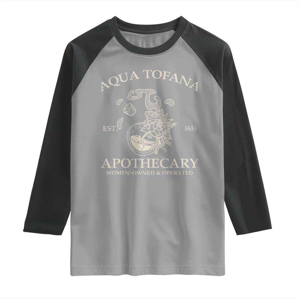 Funny Feminist Raglan Shirt Aqua Tofana Apothecary Est 1633 Retro Vintage