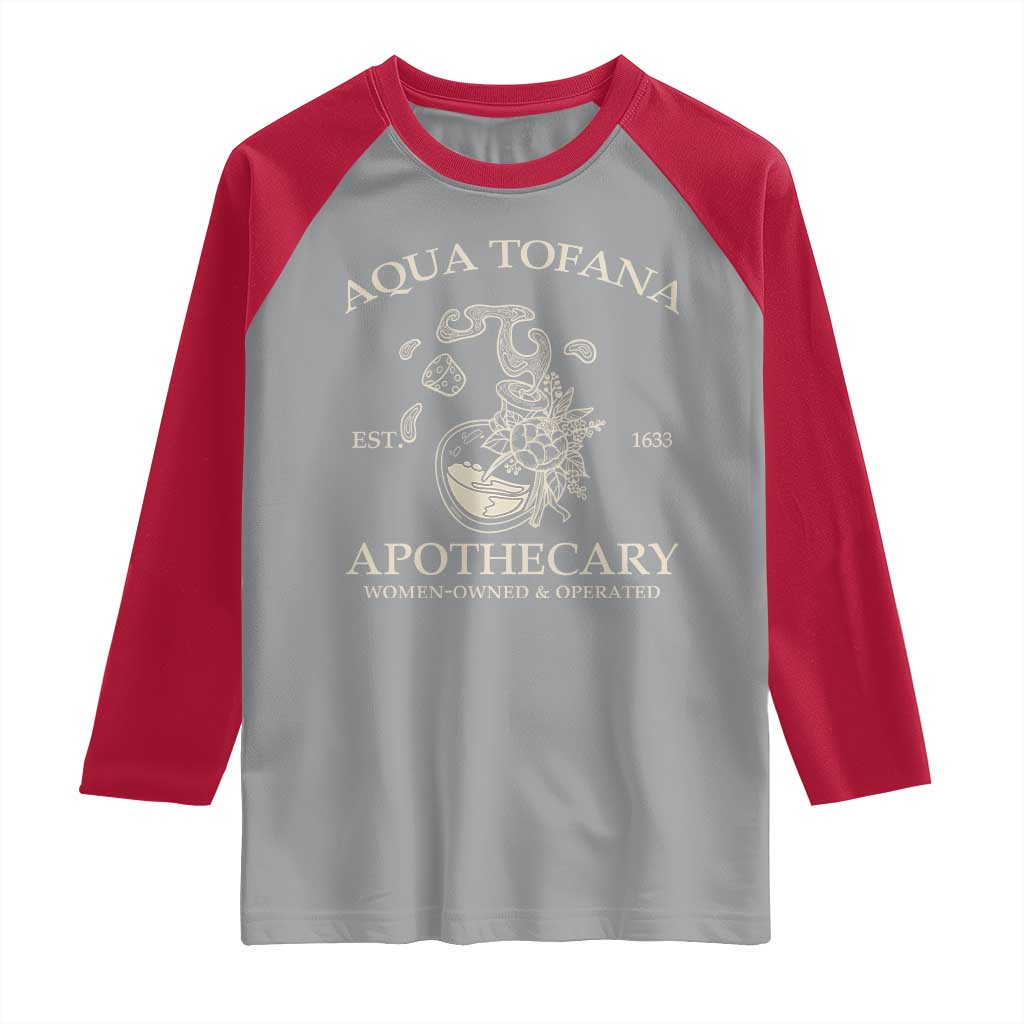 Funny Feminist Raglan Shirt Aqua Tofana Apothecary Est 1633 Retro Vintage