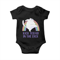 Funny Sarcastic Cat Baby Onesie Kick Today In The Dick Pastel Rainbow