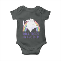 Funny Sarcastic Cat Baby Onesie Kick Today In The Dick Pastel Rainbow