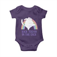 Funny Sarcastic Cat Baby Onesie Kick Today In The Dick Pastel Rainbow