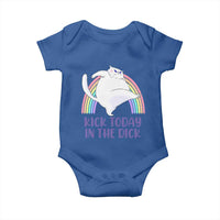 Funny Sarcastic Cat Baby Onesie Kick Today In The Dick Pastel Rainbow