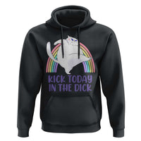 Funny Sarcastic Cat Hoodie Kick Today In The Dick Pastel Rainbow