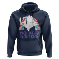 Funny Sarcastic Cat Hoodie Kick Today In The Dick Pastel Rainbow