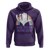 Funny Sarcastic Cat Hoodie Kick Today In The Dick Pastel Rainbow