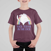 Funny Sarcastic Cat T Shirt For Kid Kick Today In The Dick Pastel Rainbow - Wonder Print Shop