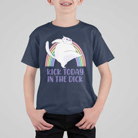 Funny Sarcastic Cat T Shirt For Kid Kick Today In The Dick Pastel Rainbow - Wonder Print Shop