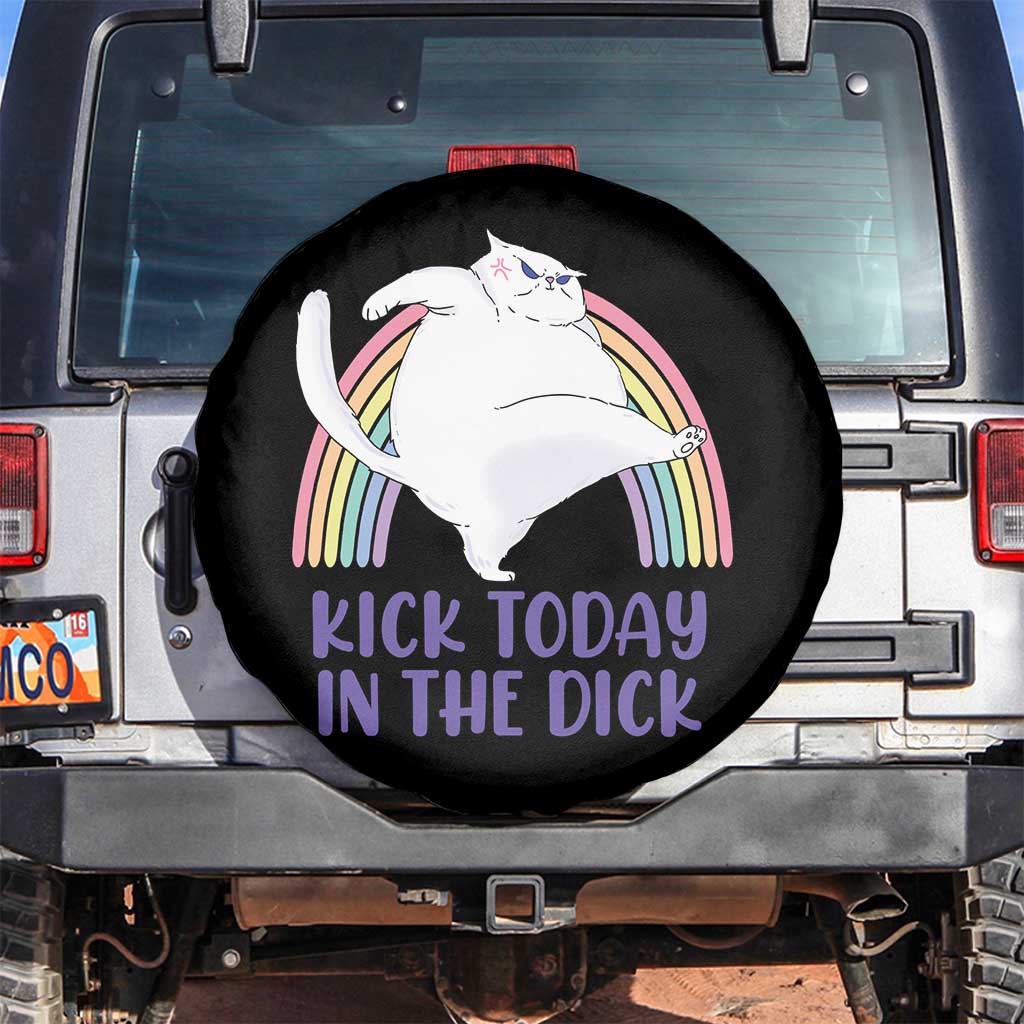 Funny Sarcastic Cat Spare Tire Cover Kick Today In The Dick Pastel Rainbow