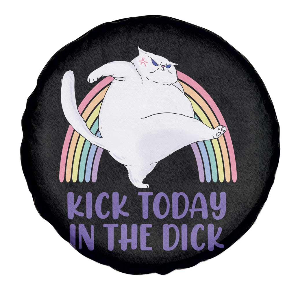 Funny Sarcastic Cat Spare Tire Cover Kick Today In The Dick Pastel Rainbow