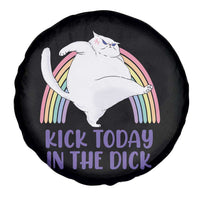 Funny Sarcastic Cat Spare Tire Cover Kick Today In The Dick Pastel Rainbow