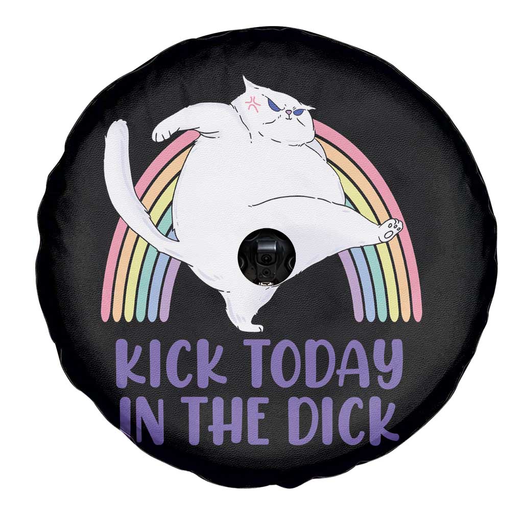 Funny Sarcastic Cat Spare Tire Cover Kick Today In The Dick Pastel Rainbow