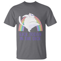 Funny Sarcastic Cat T Shirt Kick Today In The Dick Pastel Rainbow - Wonder Print Shop