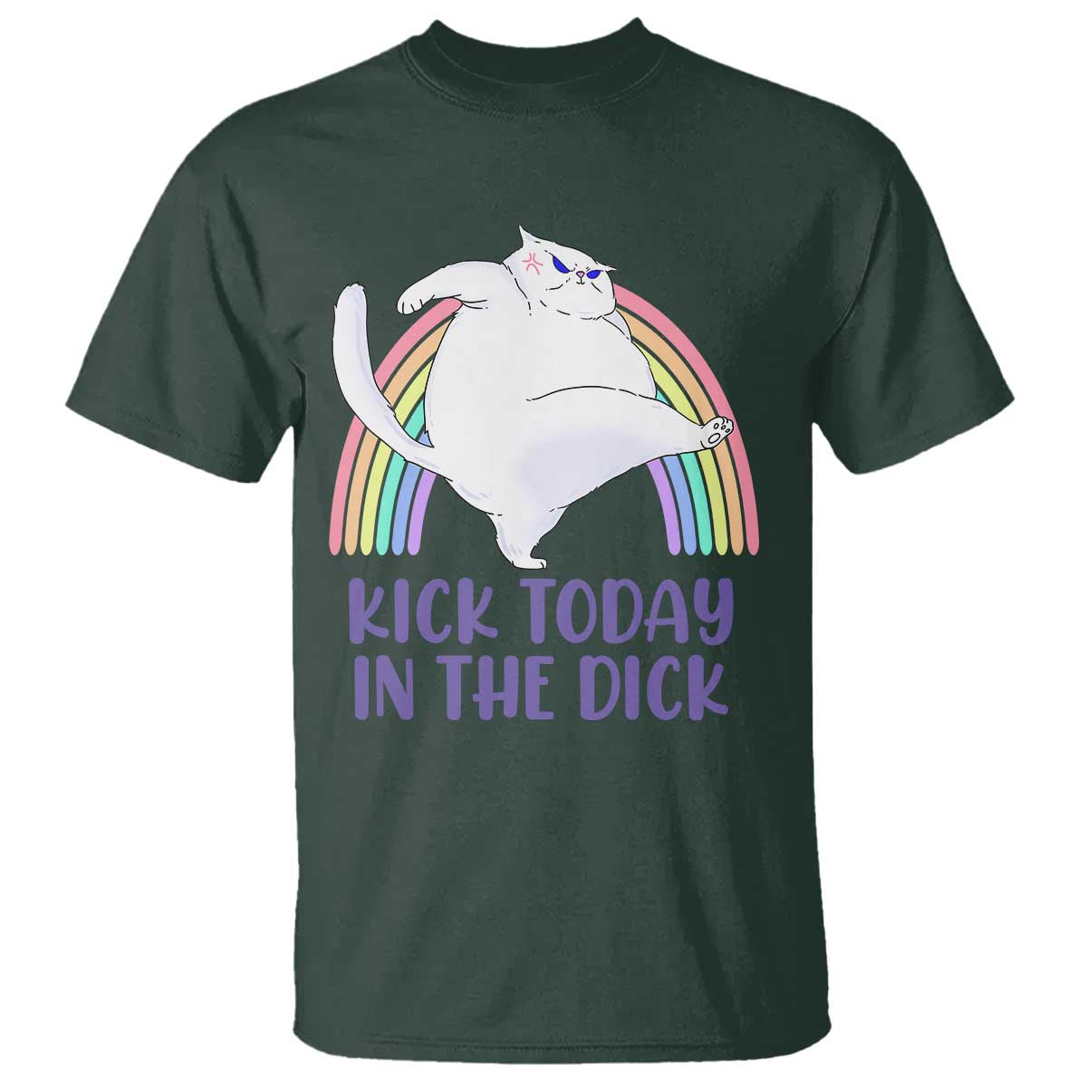 Funny Sarcastic Cat T Shirt Kick Today In The Dick Pastel Rainbow - Wonder Print Shop