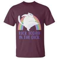 Funny Sarcastic Cat T Shirt Kick Today In The Dick Pastel Rainbow - Wonder Print Shop