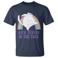 Funny Sarcastic Cat T Shirt Kick Today In The Dick Pastel Rainbow - Wonder Print Shop