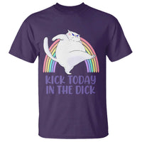 Funny Sarcastic Cat T Shirt Kick Today In The Dick Pastel Rainbow - Wonder Print Shop