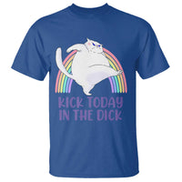 Funny Sarcastic Cat T Shirt Kick Today In The Dick Pastel Rainbow - Wonder Print Shop