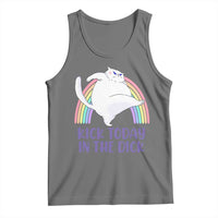 Funny Sarcastic Cat Tank Top Kick Today In The Dick Pastel Rainbow