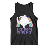 Funny Sarcastic Cat Tank Top Kick Today In The Dick Pastel Rainbow