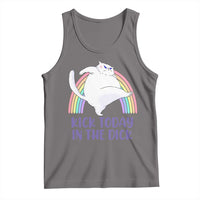 Funny Sarcastic Cat Tank Top Kick Today In The Dick Pastel Rainbow