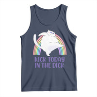 Funny Sarcastic Cat Tank Top Kick Today In The Dick Pastel Rainbow