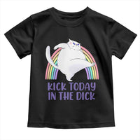 Funny Sarcastic Cat Toddler T Shirt Kick Today In The Dick Pastel Rainbow