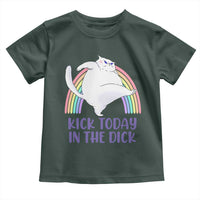 Funny Sarcastic Cat Toddler T Shirt Kick Today In The Dick Pastel Rainbow