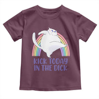 Funny Sarcastic Cat Toddler T Shirt Kick Today In The Dick Pastel Rainbow
