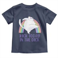 Funny Sarcastic Cat Toddler T Shirt Kick Today In The Dick Pastel Rainbow