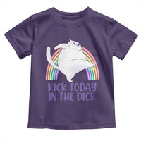 Funny Sarcastic Cat Toddler T Shirt Kick Today In The Dick Pastel Rainbow