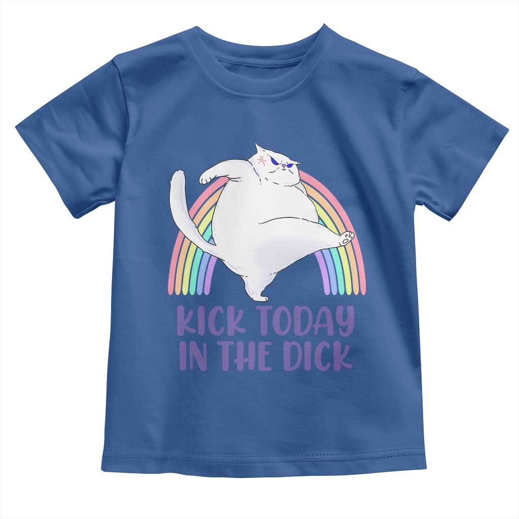 Funny Sarcastic Cat Toddler T Shirt Kick Today In The Dick Pastel Rainbow