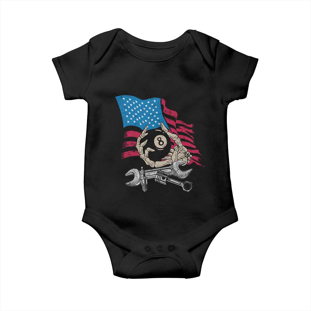 Mechanic Engineer Baby Onesie Mechanic Auto Car Repair American Flag Vintage Graphic