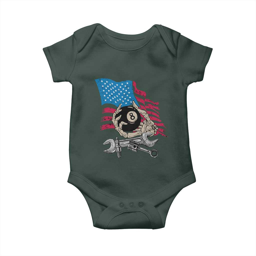 Mechanic Engineer Baby Onesie Mechanic Auto Car Repair American Flag Vintage Graphic