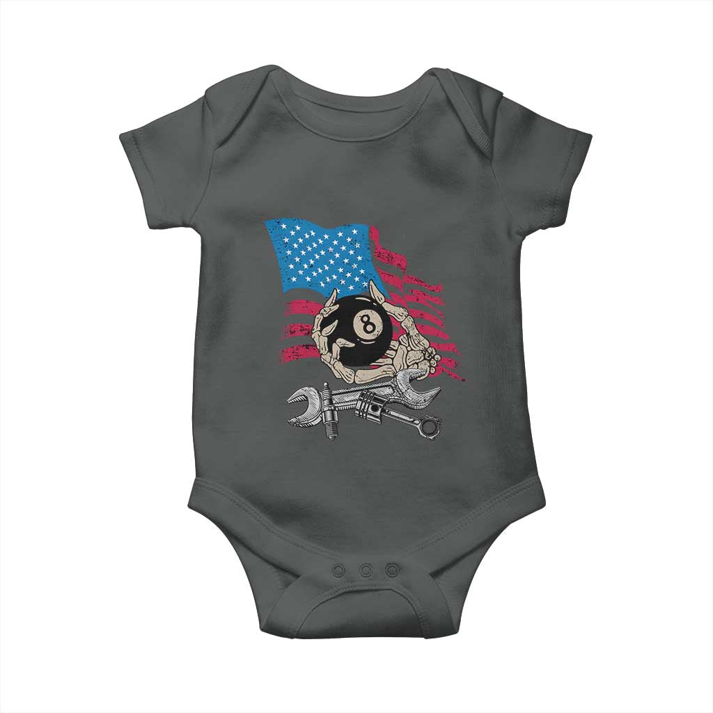 Mechanic Engineer Baby Onesie Mechanic Auto Car Repair American Flag Vintage Graphic