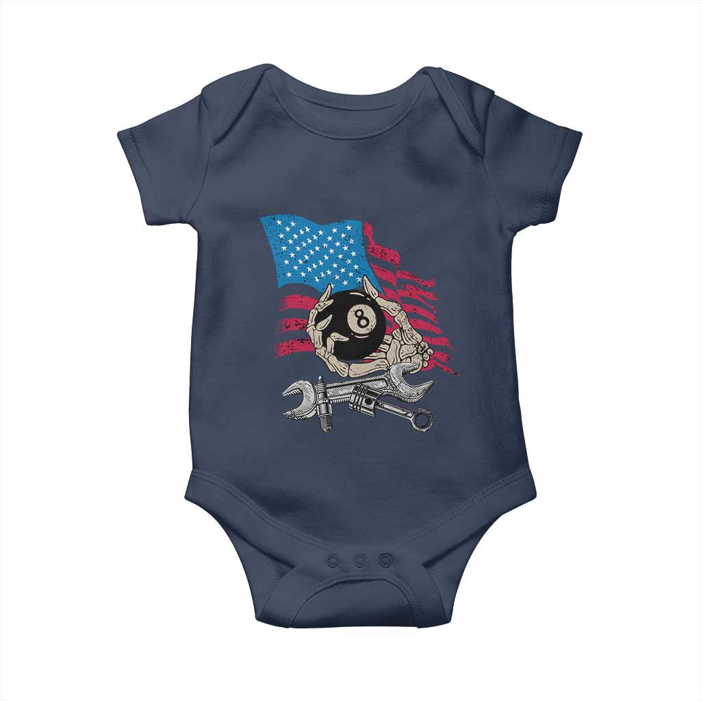 Mechanic Engineer Baby Onesie Mechanic Auto Car Repair American Flag Vintage Graphic
