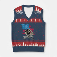 Mechanic Engineer V-Neck Knit Sweater Vest Mechanic Auto Car Repair American Flag Vintage Graphic - Wonder Print Shop