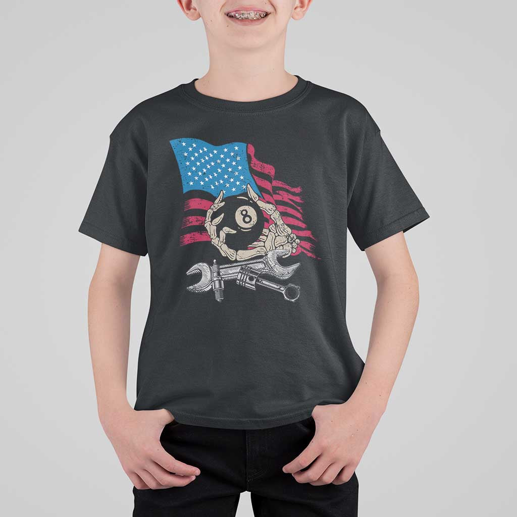 Mechanic Engineer T Shirt For Kid Mechanic Auto Car Repair American Flag Vintage Graphic - Wonder Print Shop