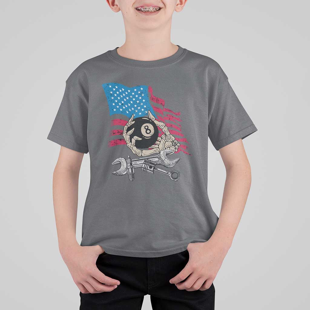 Mechanic Engineer T Shirt For Kid Mechanic Auto Car Repair American Flag Vintage Graphic - Wonder Print Shop