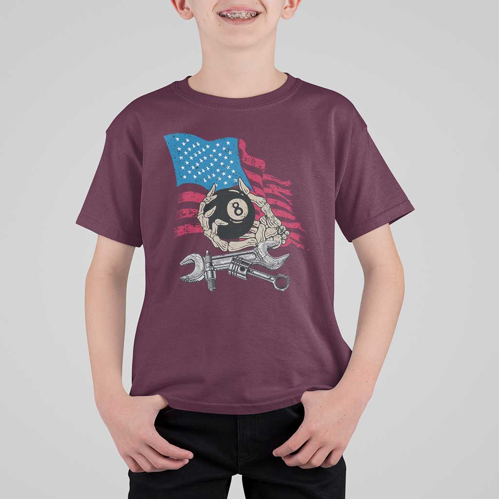 Mechanic Engineer T Shirt For Kid Mechanic Auto Car Repair American Flag Vintage Graphic - Wonder Print Shop