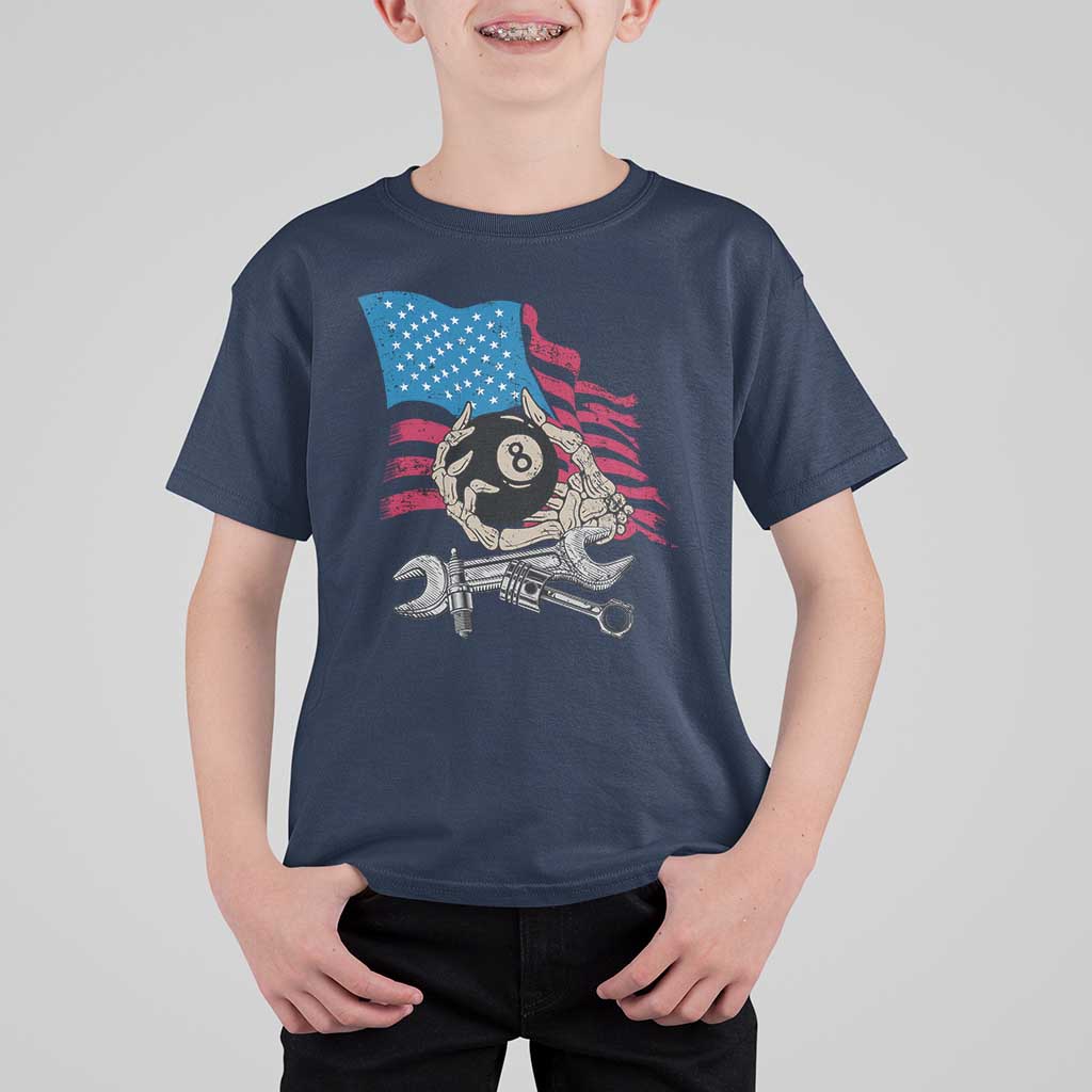 Mechanic Engineer T Shirt For Kid Mechanic Auto Car Repair American Flag Vintage Graphic - Wonder Print Shop