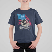 Mechanic Engineer T Shirt For Kid Mechanic Auto Car Repair American Flag Vintage Graphic - Wonder Print Shop