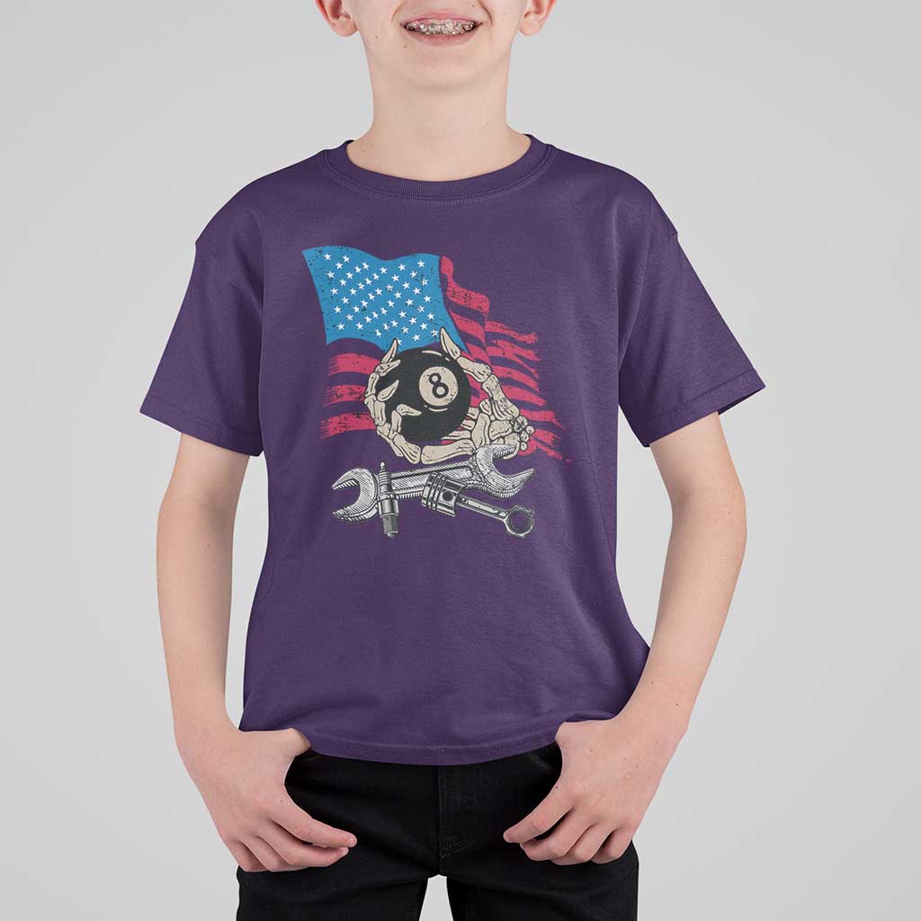 Mechanic Engineer T Shirt For Kid Mechanic Auto Car Repair American Flag Vintage Graphic - Wonder Print Shop