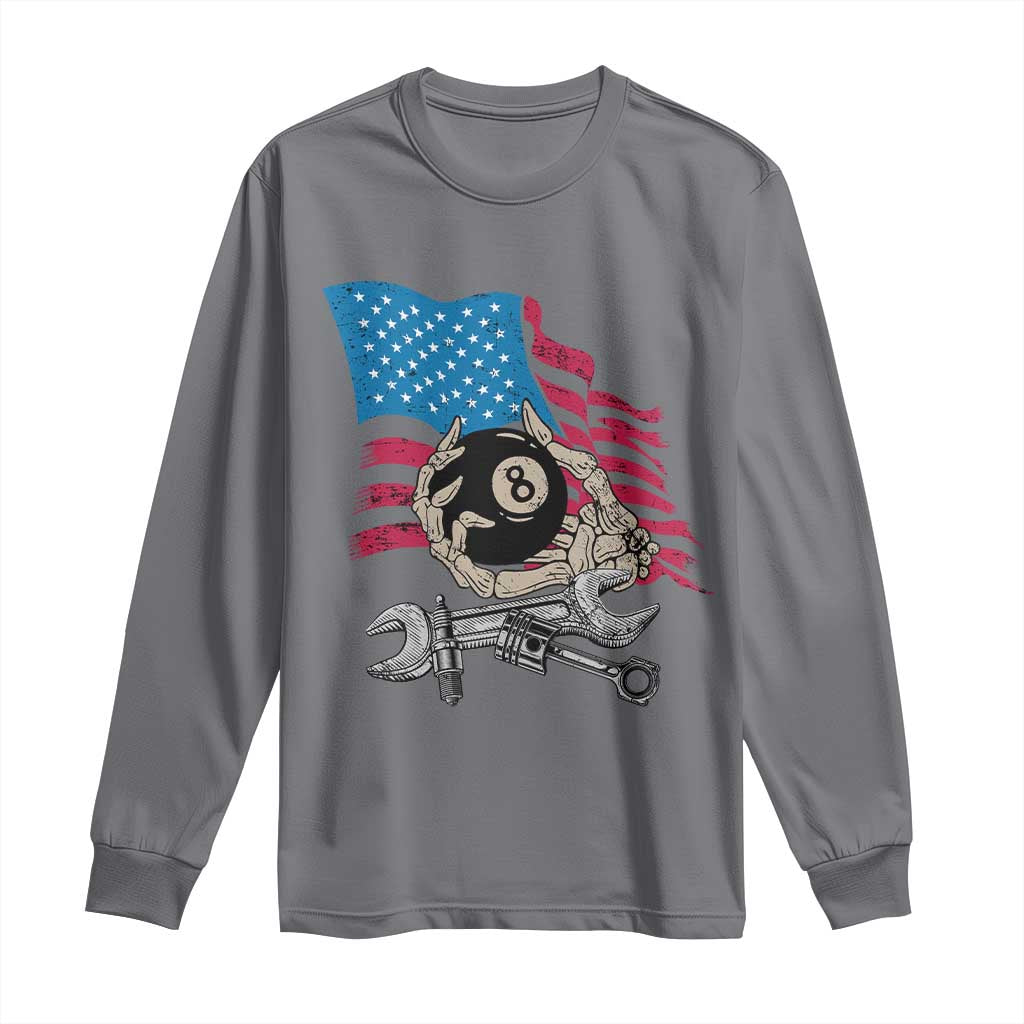 Mechanic Engineer Long Sleeve Shirt Mechanic Auto Car Repair American Flag Vintage Graphic