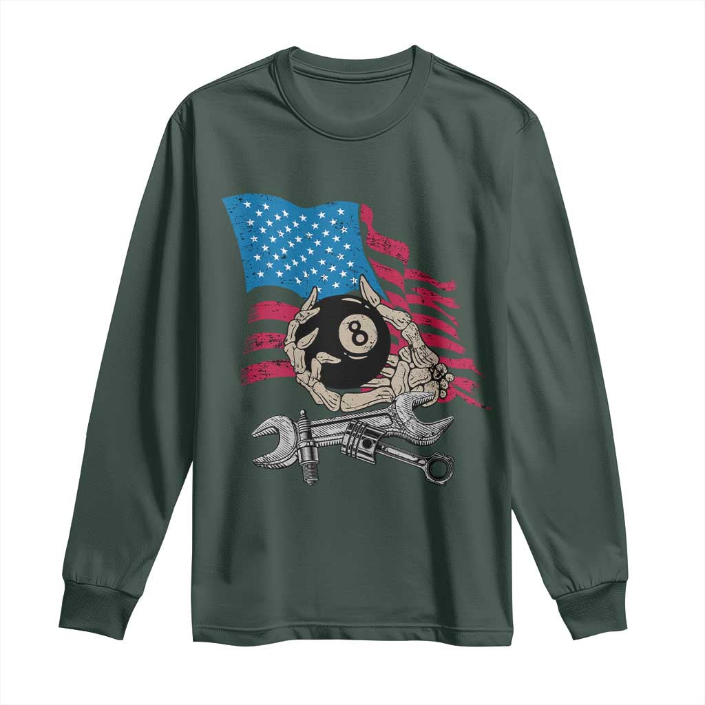 Mechanic Engineer Long Sleeve Shirt Mechanic Auto Car Repair American Flag Vintage Graphic