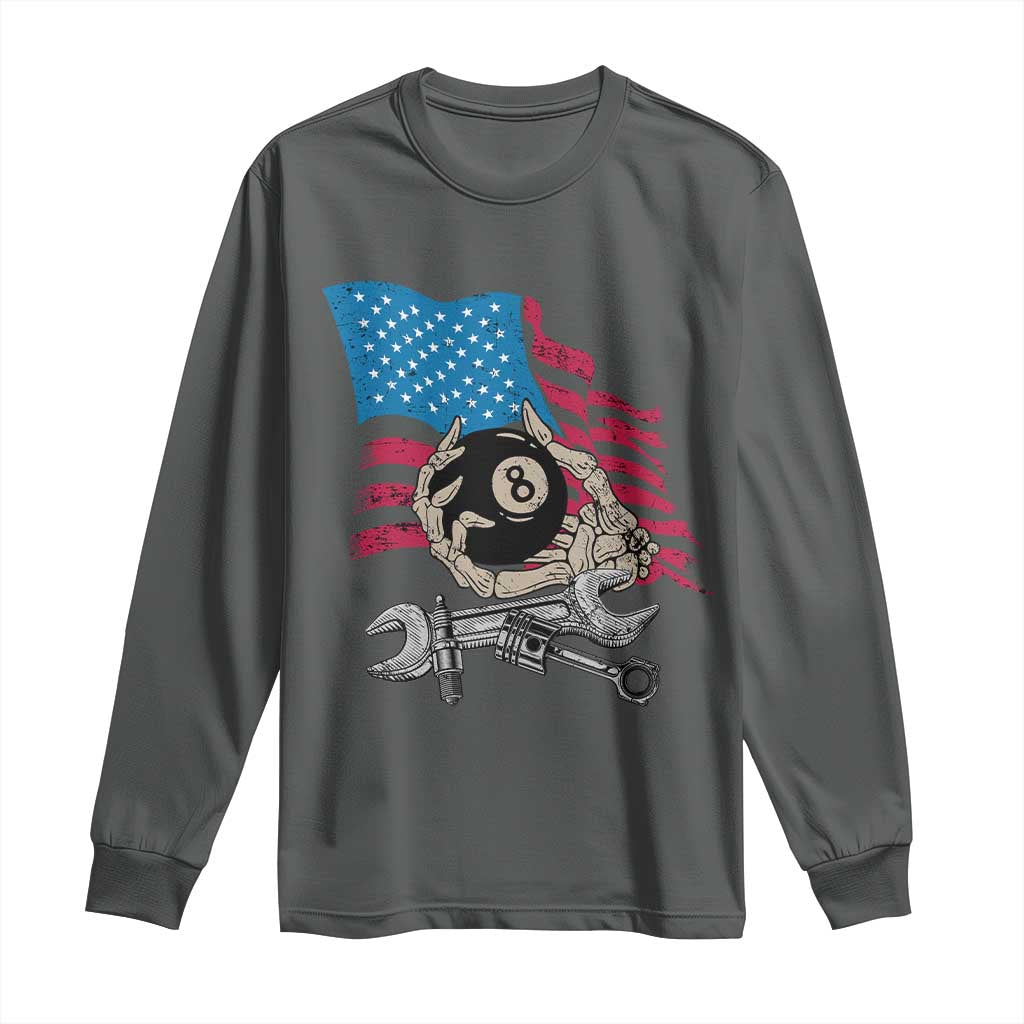 Mechanic Engineer Long Sleeve Shirt Mechanic Auto Car Repair American Flag Vintage Graphic