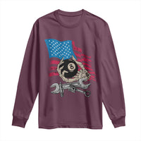 Mechanic Engineer Long Sleeve Shirt Mechanic Auto Car Repair American Flag Vintage Graphic